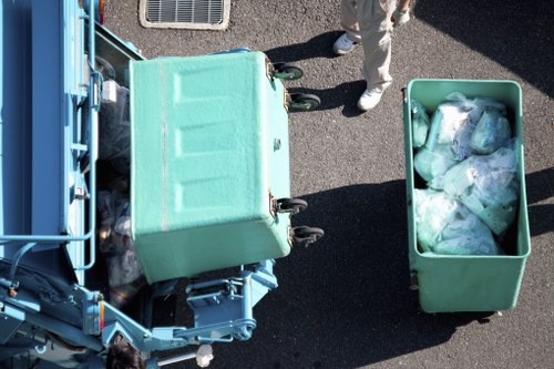 Recycling bins in an East London neighborhood