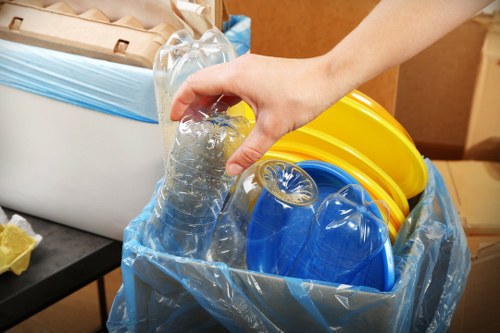 Community members participating in waste management activities